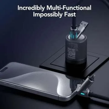 MFish 4-in-1 Multi USB Charging Cable -MAX 240W Fast Charging/Charger Cord with USB A+Type C for iPhone 16/15 14 13 iPad Samsung Galaxy MacBook iPad Tablets and More (Rich Black, 6.6Ft)