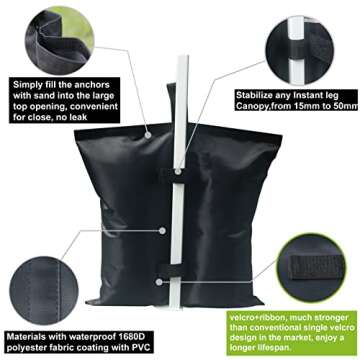 ABCCANOPY Canopy Weights 112 LBS Gazebo Tent Sand Bags,4pcs-Pack (Black)