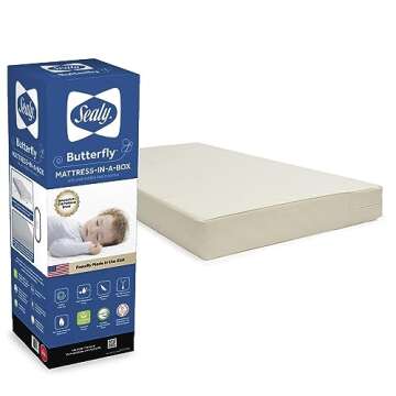 Sealy Baby Butterfly Breathable Waterproof Crib Mattress plus Toddler Bed Fit, Premium Foam, Washabl...