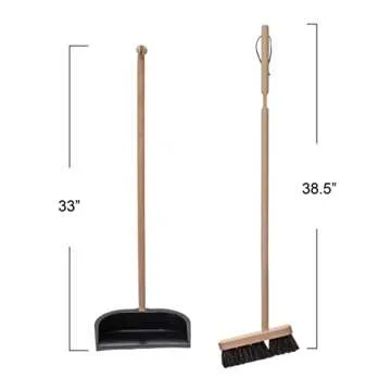 Elegant Beech Wood Broom & Metal Dust Pan Set