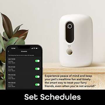 Geeni PetConnect Treat + Cam - Smart Treat Dispenser with Pet Camera, Timer & Voice Control, Automatic Dog/Cat Feeder, Alexa & Google Compatible