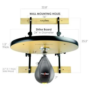 MaxxMMA Heavy Duty Adjustable Speed Bag Platform Kit 24" + Speed Ball (10" x 7")