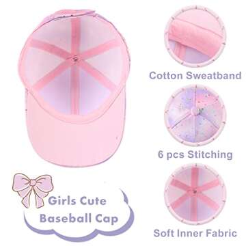 Adjustable Girls Baseball Cap Kids Sun Hat for Ages 4-8