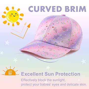 Adjustable Girls Baseball Cap Kids Sun Hat for Ages 4-8