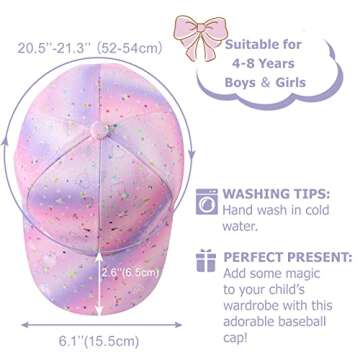 Adjustable Girls Baseball Cap Kids Sun Hat for Ages 4-8