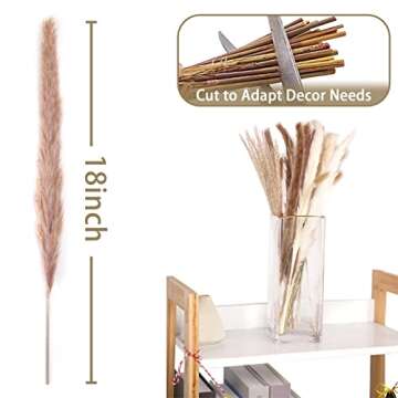 DomeStar 130PCS Pampas Grass Decor, 18 inch Dried Pampas Grass Contains White Natural Bunny Tail Grass, Boho Bouquet Decor for Home Table Vase Rustic Farmhouse Decor, Fall Decor Wedding Decorations
