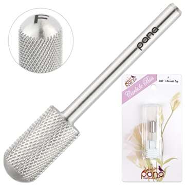 USA Pana 3/32" Safety Nail Carbide - Smooth Round Top Large Barrel Head for Electric Dremel Drill Machine - Grit Size: (4XC, 3XC, 2XC, XC, C, M, F, XF) (Fine (F) SILVER)