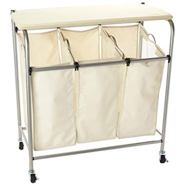 Honey-Can-Do Rolling Laundry Sorter with Integrated Ironing Board for Easy Organization