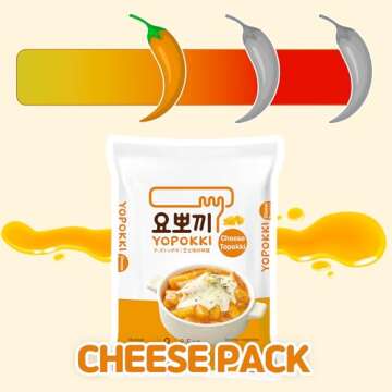 Yopokki Instant Tteokbokki Pack (Cheese, Pack of 2) Korean Street food with cheese sauce Topokki Rice Cake - Quick & Easy to Prepare