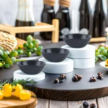 XinhuiGY Matte Ceramic Dipping Sauce Dishes - Black Sushi Dipping Bowls for Home