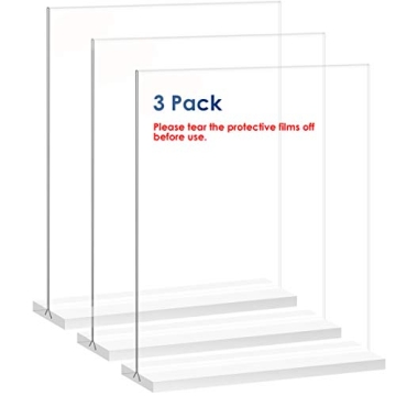 newnewshow 8.5x11 Acrylic Sign Holder 3 Pack Vertical Double-Sided Display (Optional 8.5x11 8.5x5.5 ...