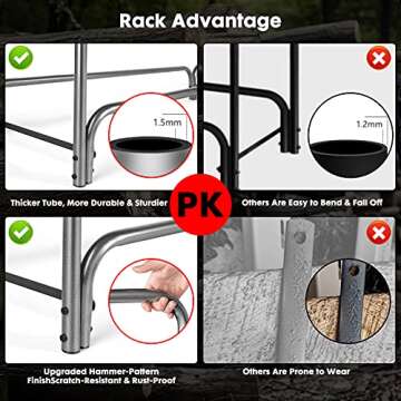 Durable Firewood Rack with Weather Cover & Tote Bag Combo