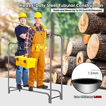 Durable Firewood Rack with Weather Cover & Tote Bag Combo