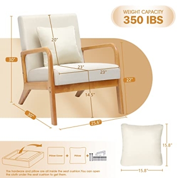 ELUCHANG Modern Comfortable Lounge Side Chair with Lumbar Pillow