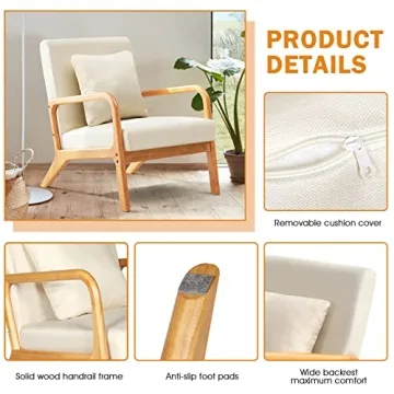 ELUCHANG Modern Comfortable Lounge Side Chair with Lumbar Pillow