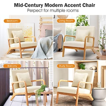 ELUCHANG Modern Comfortable Lounge Side Chair with Lumbar Pillow