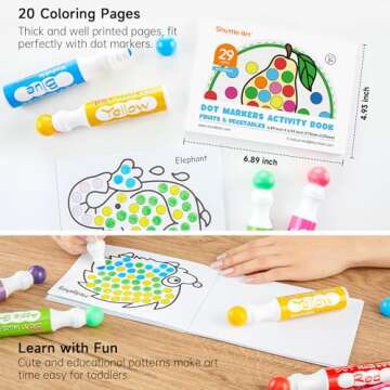 Shuttle Art Dot Markers, 14 Colors Bingo Daubers with 135 Patterns, 5 Activity Books, Educational Set With Art Activities,Non-Toxic Washable Coloring Markers
