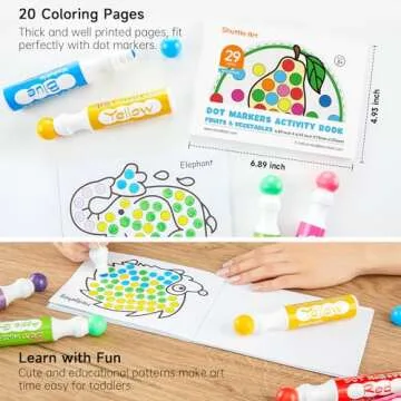Shuttle Art Dot Markers, 14 Colors Bingo Daubers with 135 Patterns, 5 Activity Books, Educational Set With Art Activities,Non-Toxic Washable Coloring Markers