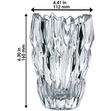 Natchmann 6.3" Quartz Vase - Lead-Free Crystal Glass Vase with Sparkling Light Refraction, Centerpiece Vase for Weddings, Home, Decor - Dishwasher Safe, Made in Germany - Great Housewarming Gift
