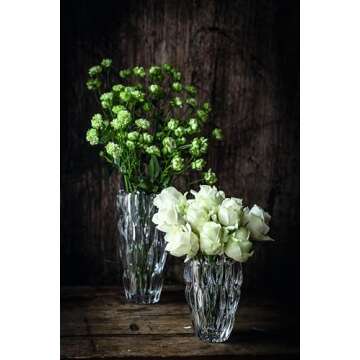 Natchmann 6.3" Quartz Vase - Lead-Free Crystal Glass Vase with Sparkling Light Refraction, Centerpiece Vase for Weddings, Home, Decor - Dishwasher Safe, Made in Germany - Great Housewarming Gift