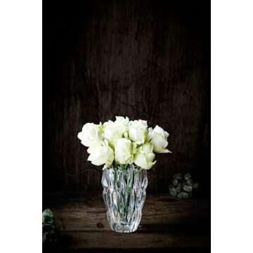 Natchmann 6.3" Quartz Vase - Lead-Free Crystal Glass Vase with Sparkling Light Refraction, Centerpiece Vase for Weddings, Home, Decor - Dishwasher Safe, Made in Germany - Great Housewarming Gift