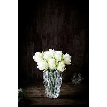 Natchmann 6.3" Quartz Vase - Lead-Free Crystal Glass Vase with Sparkling Light Refraction, Centerpiece Vase for Weddings, Home, Decor - Dishwasher Safe, Made in Germany - Great Housewarming Gift