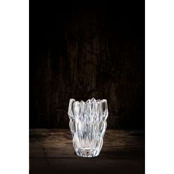 Natchmann 6.3" Quartz Vase - Lead-Free Crystal Glass Vase with Sparkling Light Refraction, Centerpiece Vase for Weddings, Home, Decor - Dishwasher Safe, Made in Germany - Great Housewarming Gift