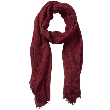 HeiDmai Unisex Vintage Crinkle Scarf - Burgundy Red, Soft & Stylish