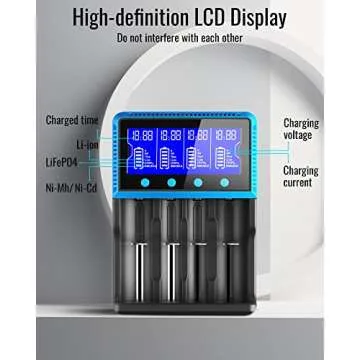 18650 Battery Charger, Keenstone Smart Universal Charger LCD Display for Rechargeable Batteries Ni-MH Ni-Cd AA AAA Li-ion LiFePO4 IMR 10440 14500 16340 RCR123A 26650