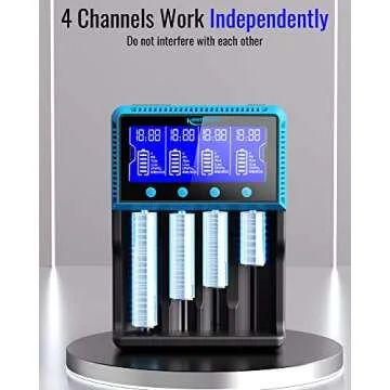 18650 Battery Charger, Keenstone Smart Universal Charger LCD Display for Rechargeable Batteries Ni-MH Ni-Cd AA AAA Li-ion LiFePO4 IMR 10440 14500 16340 RCR123A 26650