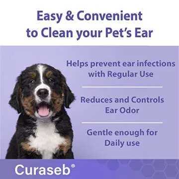 BEXLEY LABS Curaseb Dog Ear Cleaner Solution – Washes Away Debris, Odors and Supports Healthy Ear Health – No Sting Formula, 8oz