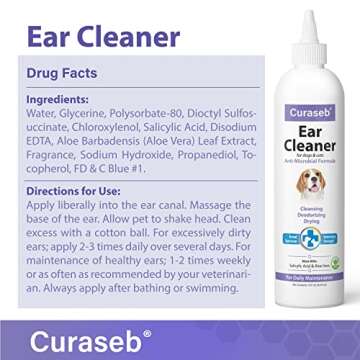 BEXLEY LABS Curaseb Dog Ear Cleaner Solution – Washes Away Debris, Odors and Supports Healthy Ear Health – No Sting Formula, 8oz