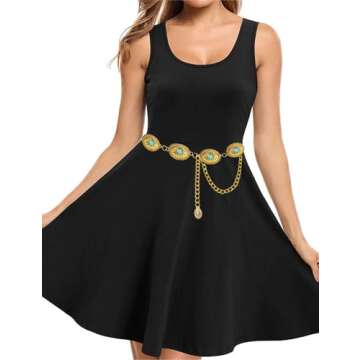 BEMYLV Big Concho Belts for Women Turquoise Gold Metal Western Belt Cowgirl Chain Belts for Dresses Jeans Girls Country Concert Outfit