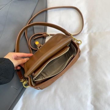 TYATVS Brown Suede Bag for Women Burgundy Suede Purse Fall Wine Purse Trendy Small Crossbody Bag Satchel Purse (Brown)