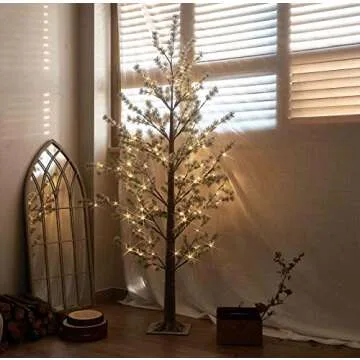 LITBLOOM Pre lit Faux Noway Christmas Pine Tree Lights 6FT 126 Warm White LED for Indoor Outdoor Home Decoration