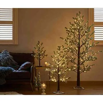 LITBLOOM Pre lit Faux Noway Christmas Pine Tree Lights 6FT 126 Warm White LED for Indoor Outdoor Home Decoration