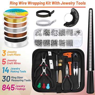 Audab Jewelry Wire Wrapping Jewelry Making Supplies Kit, Ring Sizer Measuring Tools Kit with Tools, ...