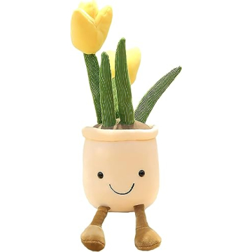 Yellow Tulip Plush Toy - Cute Flower Plant Pillow for All Ages