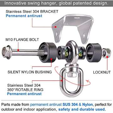 BeneLabel Heavy Duty Silent Swing Hangers - 2 Pack