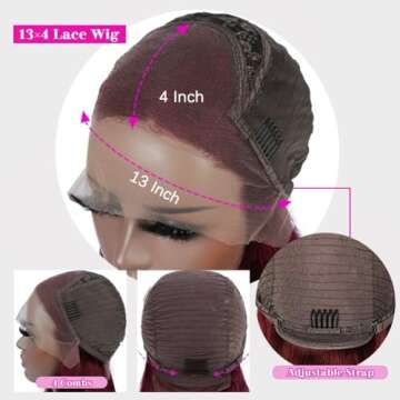 VOWVUER 99j Burgundy Lace Front Wigs Human Hair Pre Plucked HD 13x4 Straight Lace Front Wigs Human Hair Red Wig for Women 180% Density (26 Inch)