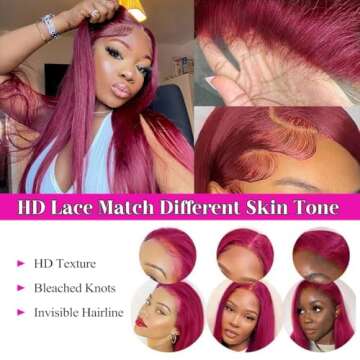 VOWVUER 99j Burgundy Lace Front Wigs Human Hair Pre Plucked HD 13x4 Straight Lace Front Wigs Human Hair Red Wig for Women 180% Density (26 Inch)