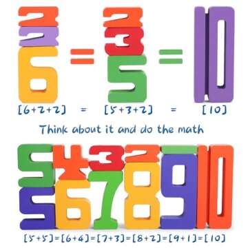 Lasoba Wooden Number Building Blocks, Large Digit Blocks 1-10, 30 Pcs Math Blocks Number Toys for Kids, Educational Blocks for Toddlers, Toys to Learn Numbers for 3 Year Olds +