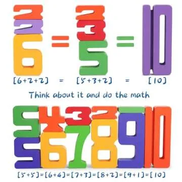 Lasoba Wooden Number Building Blocks, Large Digit Blocks 1-10, 30 Pcs Math Blocks Number Toys for Kids, Educational Blocks for Toddlers, Toys to Learn Numbers for 3 Year Olds +