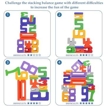 Lasoba Wooden Number Building Blocks, Large Digit Blocks 1-10, 30 Pcs Math Blocks Number Toys for Kids, Educational Blocks for Toddlers, Toys to Learn Numbers for 3 Year Olds +