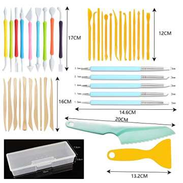 Langqun 41pcs Plastic Polymer Clay Art Tools Set for Kids Adults,Knives Pottery Tools,Ceramic Suppli...