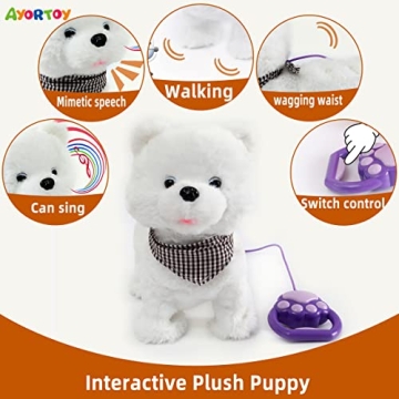 AYORTOY Interactive Pomeranian Plush Dog Toy for Kids