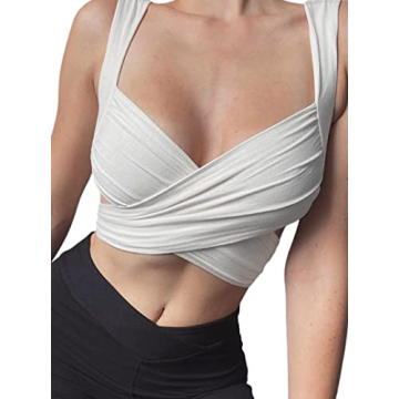 Trendy SOFIA'S CHOICE Crisscross Tie Back Top for Women