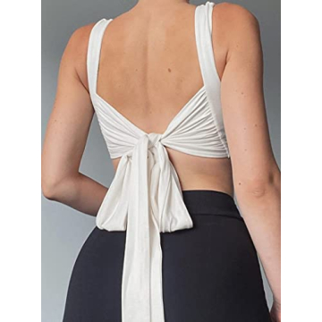 Trendy SOFIA'S CHOICE Crisscross Tie Back Top for Women
