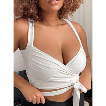 Trendy SOFIA'S CHOICE Crisscross Tie Back Top for Women