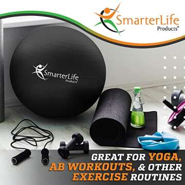 SmarterLife Exercise Ball Yoga Ball for Fitness, Balance, Stability, or Pregnancy, Gym Ball for Core...